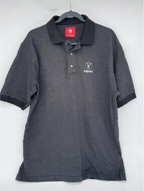 Nfl Las Vegas Raiders Polo Shirt Size Large Gray And Black